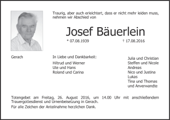 Anzeige von Josef Bäuerlein von MGO