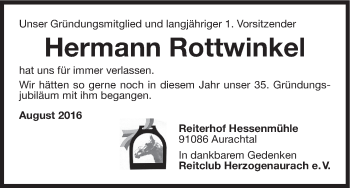 Anzeige von Hermann Rottwinkel von MGO