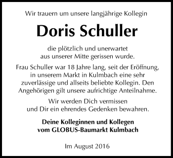 Anzeige von Doris Schuller von MGO