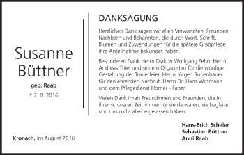 Anzeige von Susanne Büttner von MGO