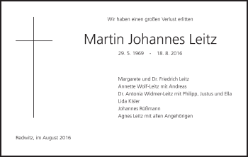 Anzeige von Martin Johannes Leitz von MGO