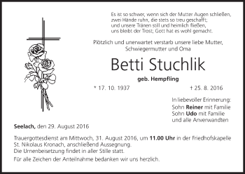 Anzeige von Betti Stuchlik von MGO