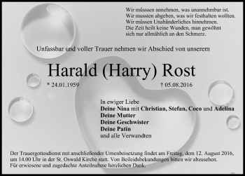 Anzeige von Harald Rost von MGO