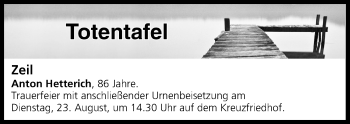 Anzeige von Totentafel vom 20.08.2016 von MGO