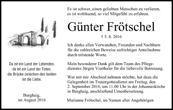 Anzeige von Günter Frötschel von MGO