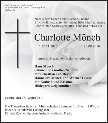 Anzeige von Charlotte Mönch von MGO