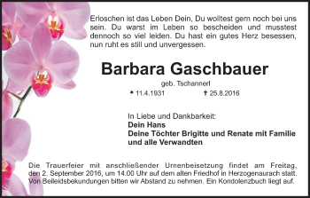 Anzeige von Barbara Gaschbauer von MGO