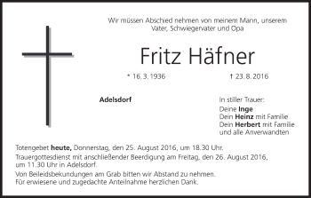 Anzeige von Fritz Häfner von MGO