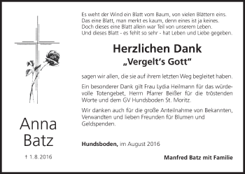 Anzeige von Anna Batz von MGO