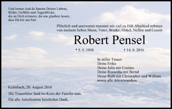 Anzeige von Robert Pensel von MGO