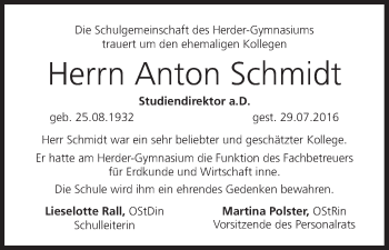 Anzeige von Anton Schmidt von MGO