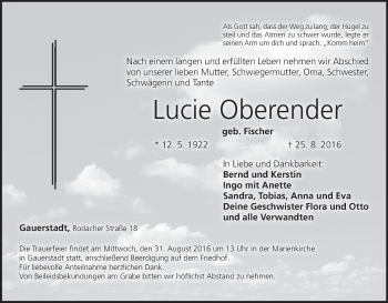 Anzeige von Lucie Oberender von MGO