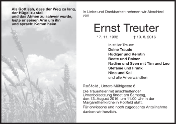 Anzeige von Ernst Treuter von MGO