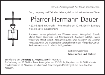 Anzeige von Hermann Dauer von MGO