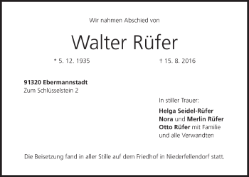 Anzeige von Walter Rüfer von MGO