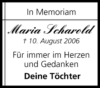 Anzeige von Maria Scharold von MGO