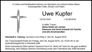 Anzeige von Uwe Kupfer von MGO