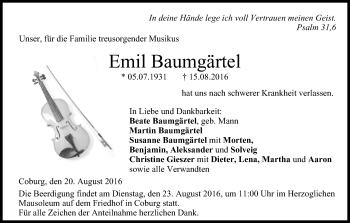 Anzeige von Emil Baumgärtel von MGO