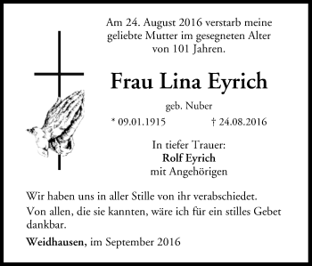 Anzeige von Lina Eyrich von MGO