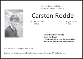 Anzeige von Carsten Rodde von MGO