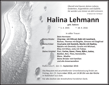 Anzeige von Halina Lehmann von MGO