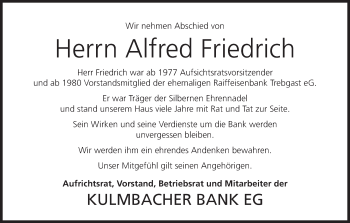 Anzeige von Alfred Friedrich von MGO