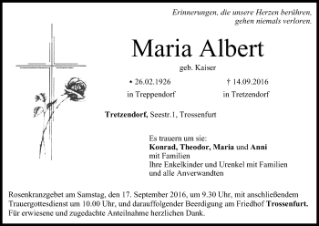Anzeige von Maria Albert von MGO