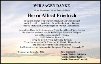 Anzeige von Alfred Friedrich von MGO