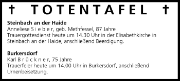 Anzeige von Totentafel vom 30.09.2016 von MGO