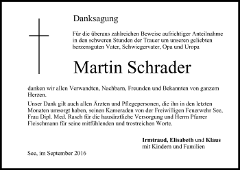 Anzeige von Martin Schrader von MGO