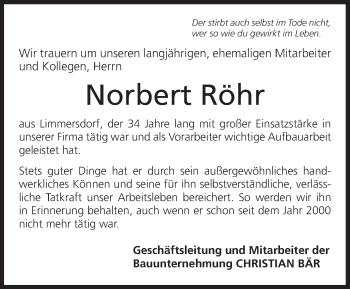 Anzeige von Norbert Röhr von MGO
