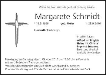 Anzeige von Margarete Schmidt von MGO