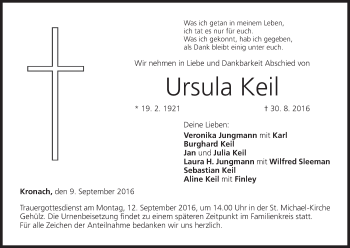 Anzeige von Ursula Keil von MGO