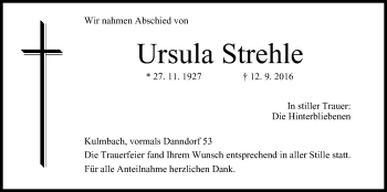 Anzeige von Ursula Strehle von MGO