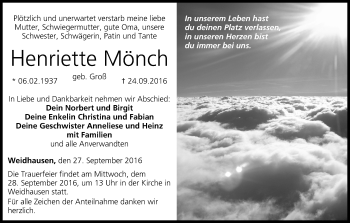 Anzeige von Henriette Mönch von MGO