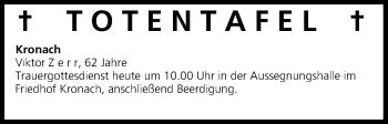 Anzeige von Totentafel vom 23.09.2016 von MGO