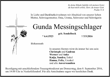 Anzeige von Gunda Messingschlager von MGO