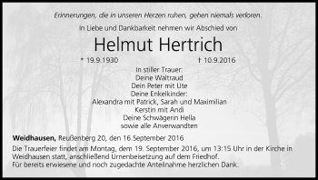 Anzeige von Helmut Hertrich von MGO