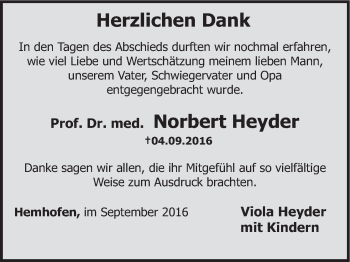 Anzeige von Norbert Heyder von MGO
