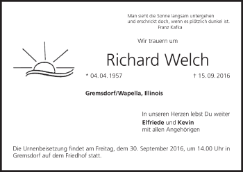 Anzeige von Richard Welch von MGO