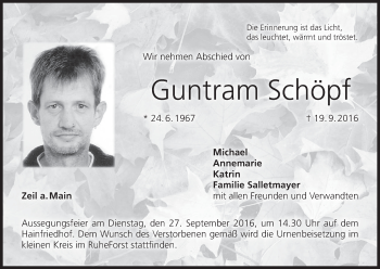 Anzeige von Guntram Schöpf von MGO