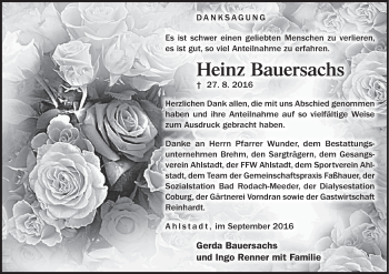 Anzeige von Heinz Bauersachs von MGO
