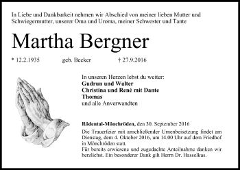 Anzeige von Martha Bergner von MGO