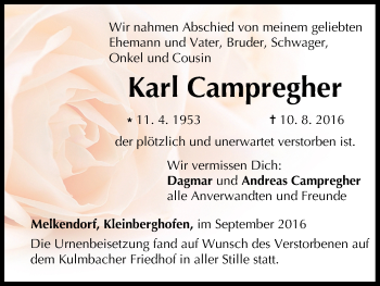 Anzeige von Karl Campregher von MGO