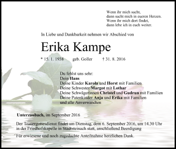 Anzeige von Erika Kampe von MGO
