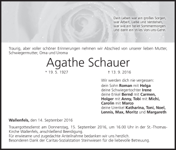 Anzeige von Agathe Schauer von MGO