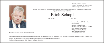 Anzeige von Erich Schopf von MGO
