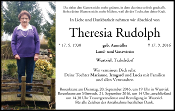 Anzeige von Theresia Rudolph von MGO