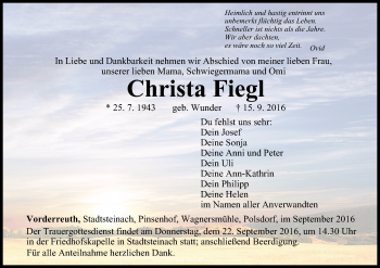 Anzeige von Christa Fiegl von MGO