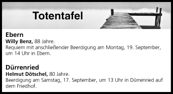 Anzeige von Totentafel vom 17.09.2016 von MGO